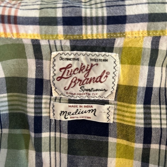 Lucky Brand Mens Medium Plaid Button Front
Long Sleeve Pocket Blue Yellow - Picture 8 of 9